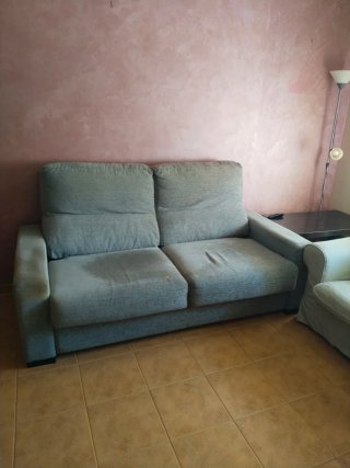 Sofá de tela gris de 2 plazas