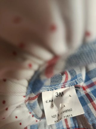 Conjunto bebé niña cuadros rojo y azul