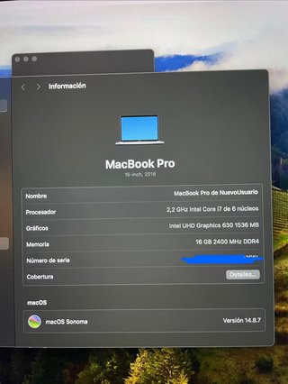 MacBook Pro 15” 2018 256 GB