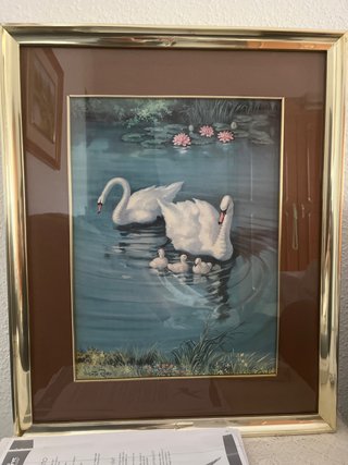 Cuadro Vintage Cisnes y Nenúfares
