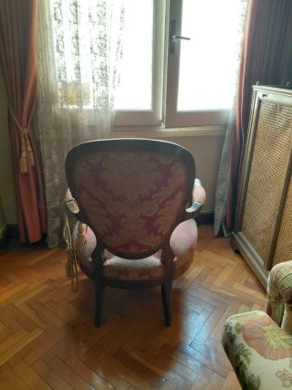 Sillón Isabelino Madera y Tela