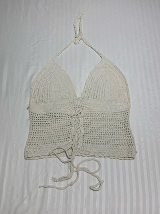 Top Crochet blanco roto, Talla S