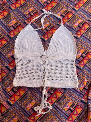 Top Crochet blanco roto, Talla S