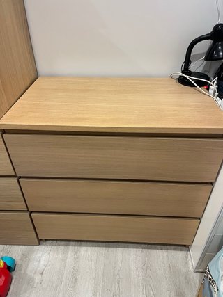 Cómoda MALM 3 cajones chapa roble