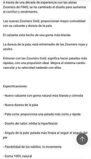 Aletas Natación Finis Zoomers Gold 44/45