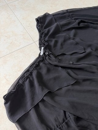 Blusa Parah Seta Trasparente Nera - Taglia M