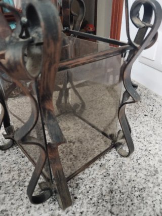 Lámpara Farol Forja y Cristal