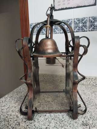 Lámpara Farol Forja y Cristal