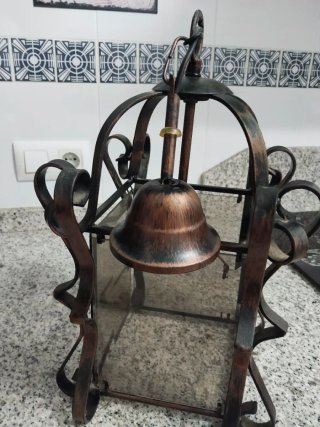 Lámpara Farol Forja y Cristal