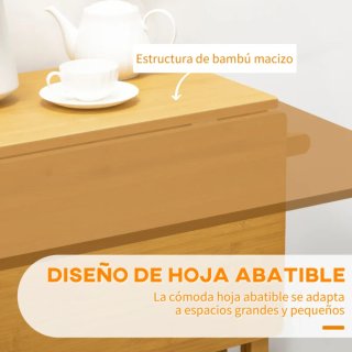 Mesa y 2 Taburetes Cocina Bambú