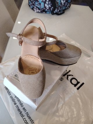 Cuñas esparto beige/marrón Talla 35