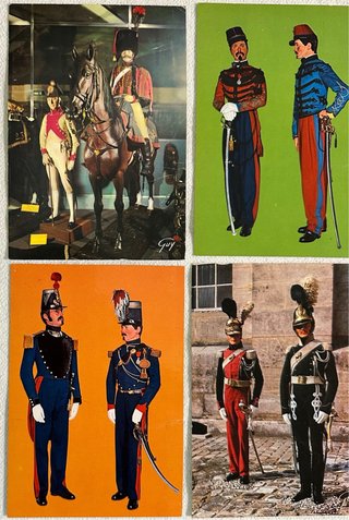 22 viejas postales, uniformes militares franceses.