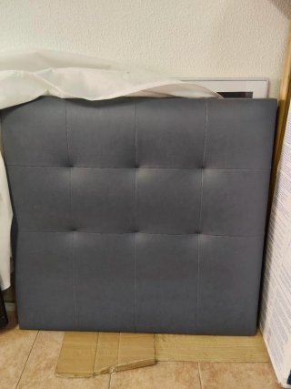 Cabecero tapizado 90 cm polipiel gris azulado