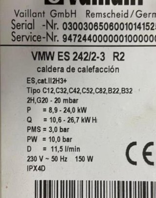 REPUESTOS DE CALDERA VAILLANT 242/2-3 R2