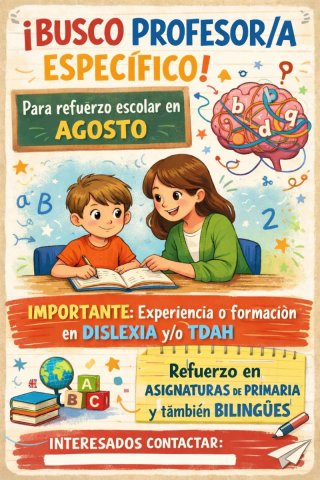Busco profe particular agosto Primaria dislexia