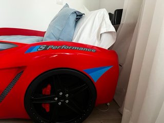 Cama Coche Infantil Roja y Azul
