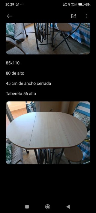 Mesa plegable con 4 taburetes