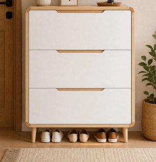 Mueble Zapatero Blanco y Madera