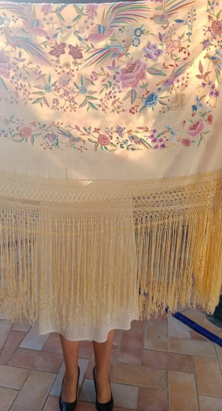 Mantón Chino Manila Beige Multicolor