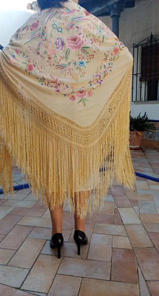 Mantón Chino Manila Beige Multicolor