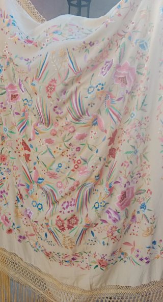 Mantón Chino Manila Beige Multicolor