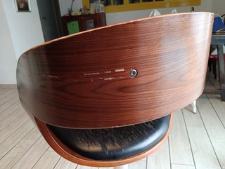 Taburete vintage regulable madera, piel y metal