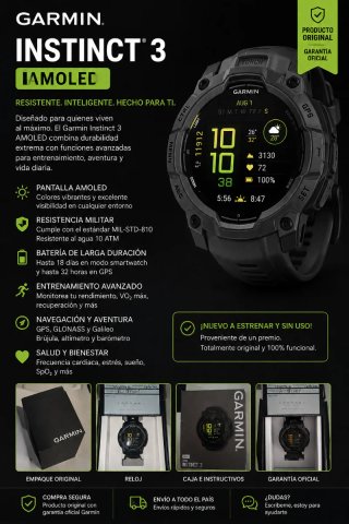 Garmin Instinct 3 AMOLED Negro/Gris