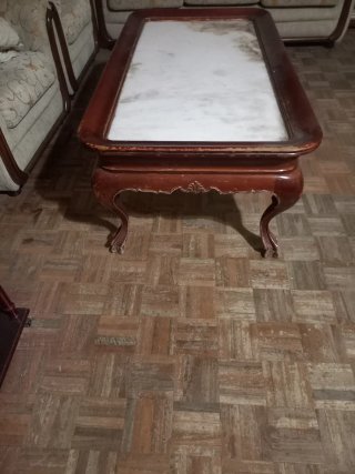 Mesa de centro vintage madera y mármol