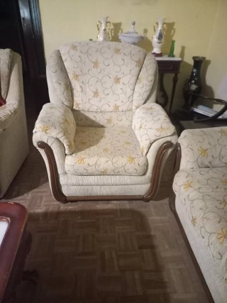 Sillón antiguo vintage tela y madera