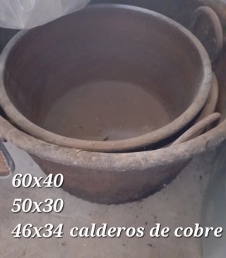 Calderos de cobre 60x40, 50x30, 46x34