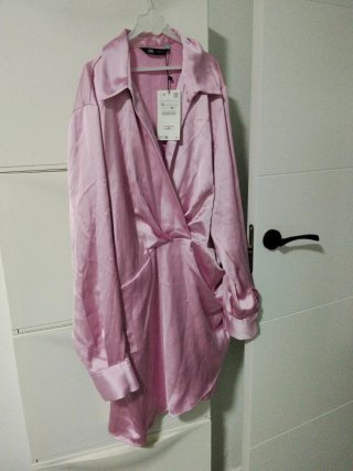 Vestido ZARA Satén Rosa Talla XL