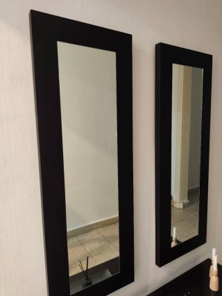 Mueble recibidor negro madera y cristal
