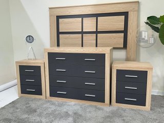 ️ Pack dormitorio completo – Cabecero + 2 mesitas + cómoda
