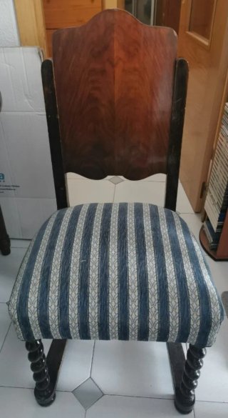 6 Sillas Madera Maciza Tapizadas