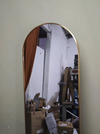Espejo Cuerpo Entero Arqueado Dorado