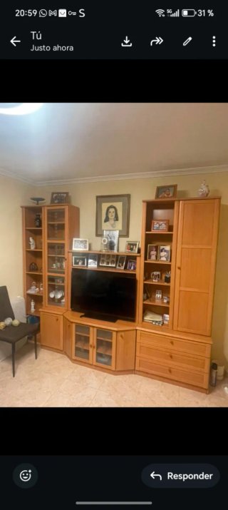 Mueble de salón modular madera y cristal