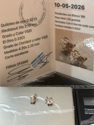 Pendientes Oro 18k 0.65 Ct Diamantes Naturales
