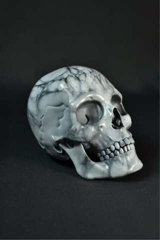 Cráneo Mármol Blanco | Escultura Decorativa