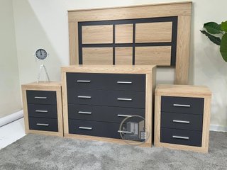 ️ Pack dormitorio completo – Cabecero + 2 mesitas + cómoda