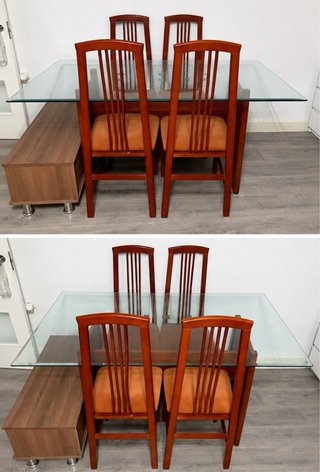 Mesa Comedor Cristal 4 Sillas Madera