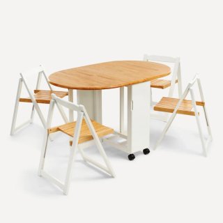 Mesa plegable madera con 4 sillas