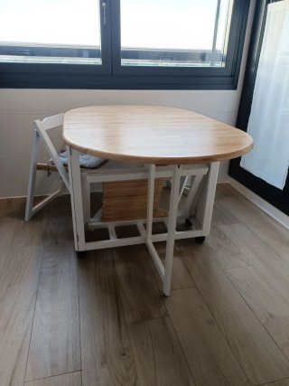 Mesa plegable madera con 4 sillas