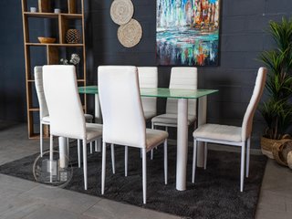 Conjunto de mesa con 6 sillas blanco