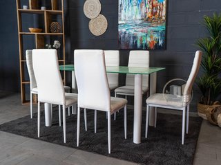 Conjunto de mesa con 6 sillas blanco