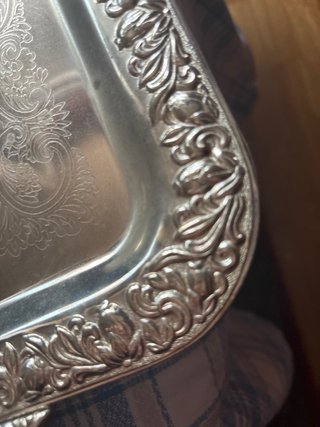 Bandeja Vintage Plateada con Asas