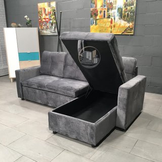 Sofá-cama chaise longue con arcón