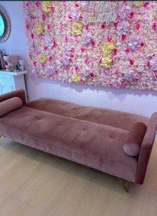 Sofá Cama Rosa Terciopelo