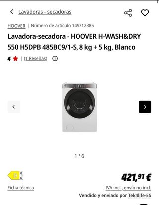 Lavadora Secadora Hoover H-Wash&Dry 550