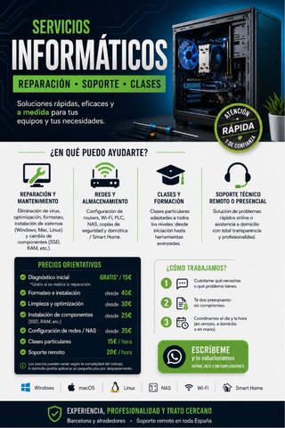 TÉCNICO INFORMÁTICO, REPARACIÓN, REDES Y CLASES