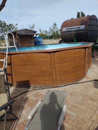 Piscina desmontable madera y plástico